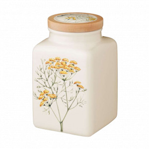 Банка для хранения соли с крышкой, 19 см, керамика, белый, декор, серия Rosemary, NUOVA CER, Италия, r