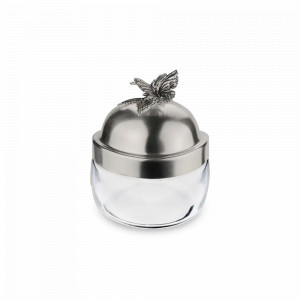 Банка для сыпучих продуктов «Бабочки», медь, стекло, 420 мл, серебристый, серия Летний сад, Кольчугинский Мельхиор, Россия, Банки для хранения чая