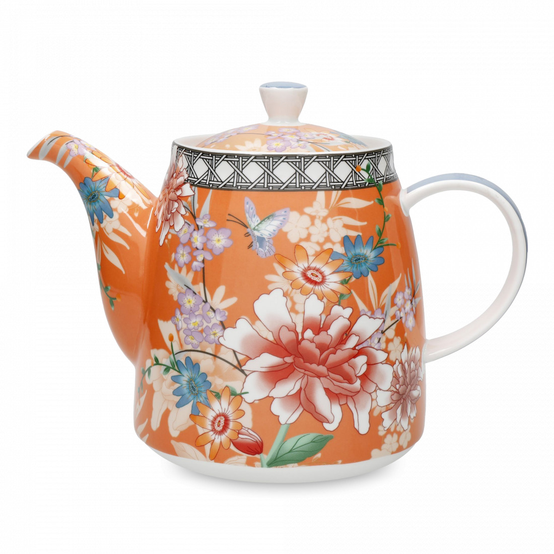 Чайник заварочный, 1 л, фарфор, оранжевый, декор, серия London Pottery, KITCHEN CRAFT, Великобритания