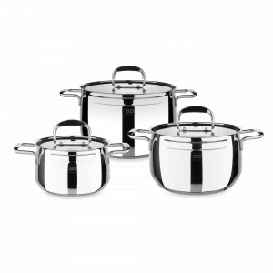 Набор посуды 6 предметов: 3 кастрюли, 3 стеклянные крышки, серия Mystery, ELO, Германия, Скидка -20 % на посуду ELO