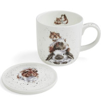 Кружка с подставкой «Свинка посередке», 310 мл, костяной фарфор, белый, декор, серия Wrendale Designs, ROYAL WORCESTER, Великобритания_00810000049187224939.jpg