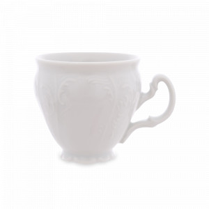 Чашка кофейная, 90 мл, фарфор, белый, рельеф, серия Недекорированный, BERNADOTTE, Чехия, Чашки белые фарфоровые