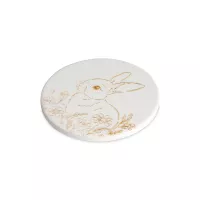 Подставка под кружку, 11 см, керамика, пробка, белый, декор, серия Bunny, ANNA LAFARG, Китай, 