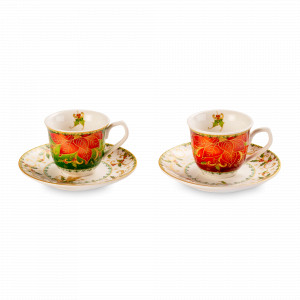 Набор из 2-х чайных пар «Palais Royal Рождественская звезда», 250 мл, фарфор, декор, LAMART, Италия, Чайные наборы