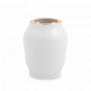 Подставка для зубочисток, 6 см, фарфор, белый, золотой, серия Белый узор, BERNADOTTE, Чехия, Чешский фарфор