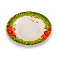 Тарелка суповая «Palais Royal Рождественская звезда», 23 см, фарфор, декор, LAMART, Италия_00813230060073571832.jpg