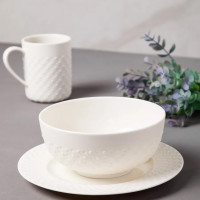 Сервиз чайно-столовый на 1 персону , 4 предмета, фарфор, белый, серия Капля, DECOR DE TABLE, Россия_00818470057130929532.jpg