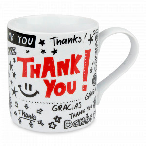 Кружка «Спасибо», 385 мл, фарфор, белый, черный, KOENITZ, Германия, KOENITZ (Германия)
