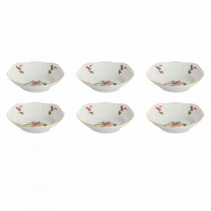 Набор из 6-ти порционных салатников, 16 см, фарфор, белый, декор, серия Полевой цветок, BERNADOTTE, Чехия, Пиалы, салатники индивидуальные