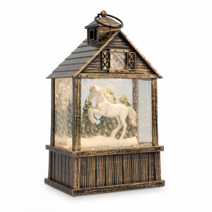 Украшение Снежный фонарь с подсветкой «Елка в доме», 17 см, пластик, бронзовый, серия New Year, ANNA LAFARG, Китай, Новогодняя коллекция