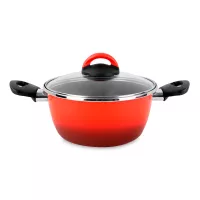 Кастрюля низкая с крышкой, 20 см, 2.9 л, сталь, стеклоэмаль, красный, серия Sfumatto, VITRINOR, Испания, 