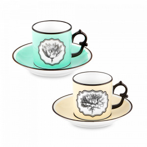 Набор из 2-х кофейных пар, 97 мл, фарфор, желтый, зеленый, серия Herbariae, VISTA ALEGRE, Португалия, VISTA ALEGRE (Португалия)