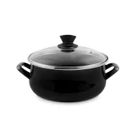 Кастрюля с крышкой, 20 см, сталь, стеклоэмаль, черный, серия Black, VITRINOR, Испания, 