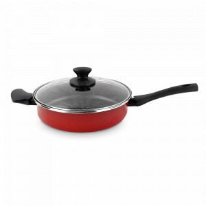 Сотейник с крышкой, 26 см, сталь, стеклоэмаль, красный, серия Cerise Pierre, VITRINOR, Испания, Сотейники из нержавеющей стали