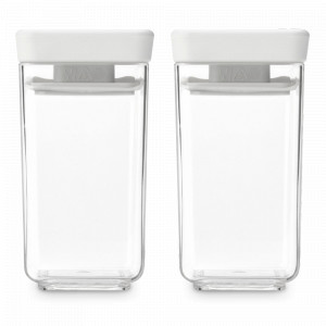 Набор из 2-х модульных контейнеров для продуктов, 0.15 л, 5.6 х 5.6 х 20.6 см, пластик, светло-серый, серия Tasty+, BRABANTIA, Бельгия, Контейнеры для продуктов BRABANTIA