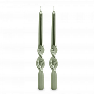 Свеча тонкая «Витая», 2 предмета, 25 см, парафин, блестки, зеленый, серия New Year, ANNA LAFARG, Китай, Свечи