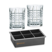 Набор из 3-х предметов Square Ice Cube,  два стакана 345 мл и емкость для льда, прозрачный, хрустальное стекло, пластик, серия Square, NACHTMANN, Германия
