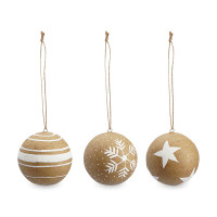 Набор елочных шаров Zero waste, 4 предмета, 7.5 см, папье-маше, бежевый, серия New Year Essential, TKANO, Россия