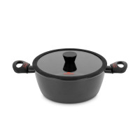 Кастрюля низкая с крышкой, 24 см, кованная сталь, черный, серия V-Forged, VITRINOR, Испания