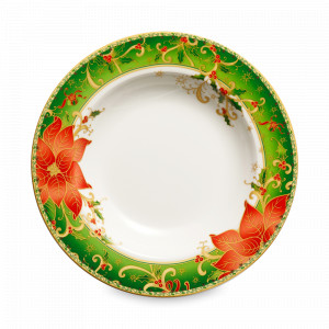 Тарелка суповая «Palais Royal Рождественская звезда», 23 см, фарфор, декор, LAMART, Италия, Фарфоровые тарелки для супа