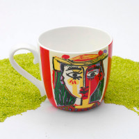 Кружка «Женщина в шляпе Пикассо», 450 мл, костяной фарфор, декор, KOENITZ, Германия_00809240060365791496.jpg