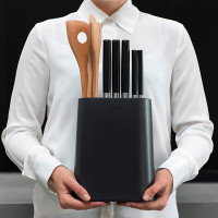 Подставка для ножей с отделением для кухонных принадлежностей, 23 х 19 см, пластик, темно-серый, серия Profile New, BRABANTIA, Бельгия_00802910064308423328.jpg