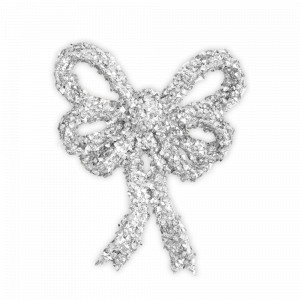 Украшение новогоднее на клипсе Бант, 13 см, акрил, металл, серебристый, серия New Year, ANNA LAFARG, Китай, Скидка до -20% на бренд ANNA LAFARG