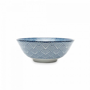 Салатник Waves, 21 см, фарфор, белый, синий, серия Nippon Blue, TOKYO DESIGN, Нидерланды, Салатники, чаши сервировочные