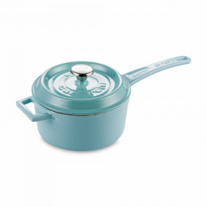 Ковш с крышкой, 1,35 л, 16 см, чугун, бирюзовый, LAVA, Турция, Ковшики для индукционной плиты