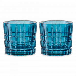 Набор из 2-х подсвечников, 6,6 х 7,1 см, хрустальное стекло, синий, серия Square, NACHTMANN, Германия, Подсвечники и канделябры