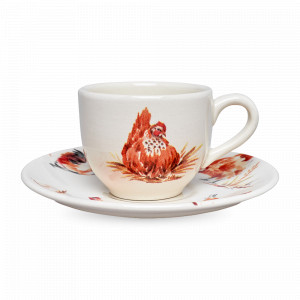 Пара кофейная, 95 мл, фарфор, белый, декор, серия Country Farmyard, GRACE BY TUDOR, Великобритания, Кофейные пары