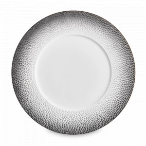 Тарелка подстановочная FRAGMENTS BLACK, 32 см, фарфор, белый, рельеф, серия Collection L, GUY DEGRENNE, Франция, GUY DEGRENNE (Франция)