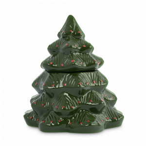 Банка для хранения «Елка», 16 см, керамика, зелено-красная, рельеф, серия New Year, ANNA LAFARG, Китай, Емкости для хранения