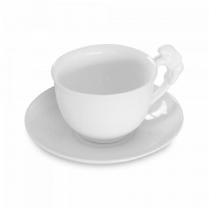 Чашка с блюдцем, 425 мл, фарфор, белый, серия Воришки, CLAYSTREET, Россия, CLAYSTREET (Россия)