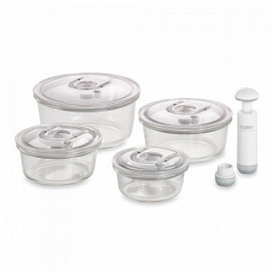 Набор из 4-х вакуумных контейнеров c насосом VacuBoxx R-set, стекло, тритан, CASO, Германия, Вакуумные пакеты и наборы CASO