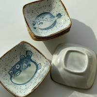 Соусник порционный Puffer Fish, 9 х 9 см, фарфор, темно-серый, декор, серия Seafood, TOKYO DESIGN, Нидерланды_00818400048352216927.jpg