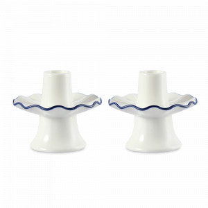 Набор из 2-х подсвечников, 8 см, фарфор, белый, синий, серия Santorini, LIBERTY JONES, Китай, Подсвечники для свечей