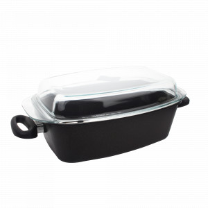 Утятница с крышкой 33 х 21 см, с двумя фиксированными ручками, литой алюминий с антипригарным покрытием, толщина дна 10 мм, серия Square Pans, AMT, Германия, AMT (Германия)