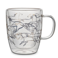 Кружка «Кони», 370 мл, стекло, прозрачный, золотистый, серия Horse, ANNA LAFARG, Китай