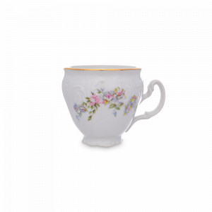 Чашка кофейная, 90 мл, фарфор, белый, золотой, серия Дикая роза, BERNADOTTE, Чехия, Кофейные пары