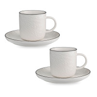 Набор чайных пар, 2 предмета, 250 мл, фарфор, белый, черный, серия Contour, LIBERTY JONES, Россия