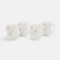 Набор из 4-х кружек Цветы и листья, 420 мл, фарфор, белый, декор, серия Primrose, ANNA LAFARG, Китай_00822620050427302559.jpg