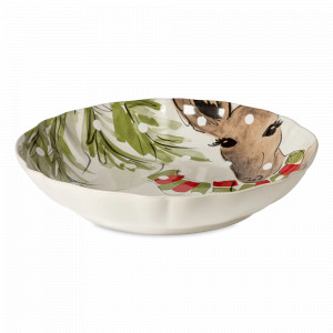 Блюдо круглое глубокое White, 34 cм, керамика, белый, декор, серия Deer Friends, COSTA NOVA, Португалия, Блюда сервировочные, менажницы