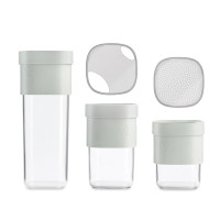 Набор контейнеров для сыпучих продуктов, 5 предметов, пластик, силикон, оливковый, серия Flip Storage, LEKUE, Испания