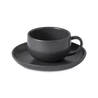 Пара чайная Seed Grey, 220 мл, керамика, антрацит, серия Pacifica, COSTA NOVA, Португалия, 