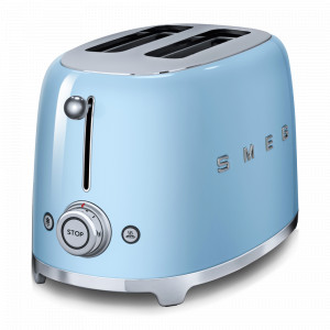 Тостер на 2 хлебца, нержавеющая сталь, пластик, 19,8 x 3,1 x 19,5 см, голубой, SMEG, Италия, SMEG (Италия)