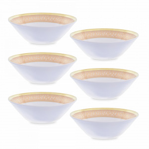 Набор из 6-ти порционных салатников Creme Gold, 19 см, фарфор, бежевый, золотой, серия Selina Rialto, FALKENPORZELLAN, Германия, Пиалы, салатники индивидуальные