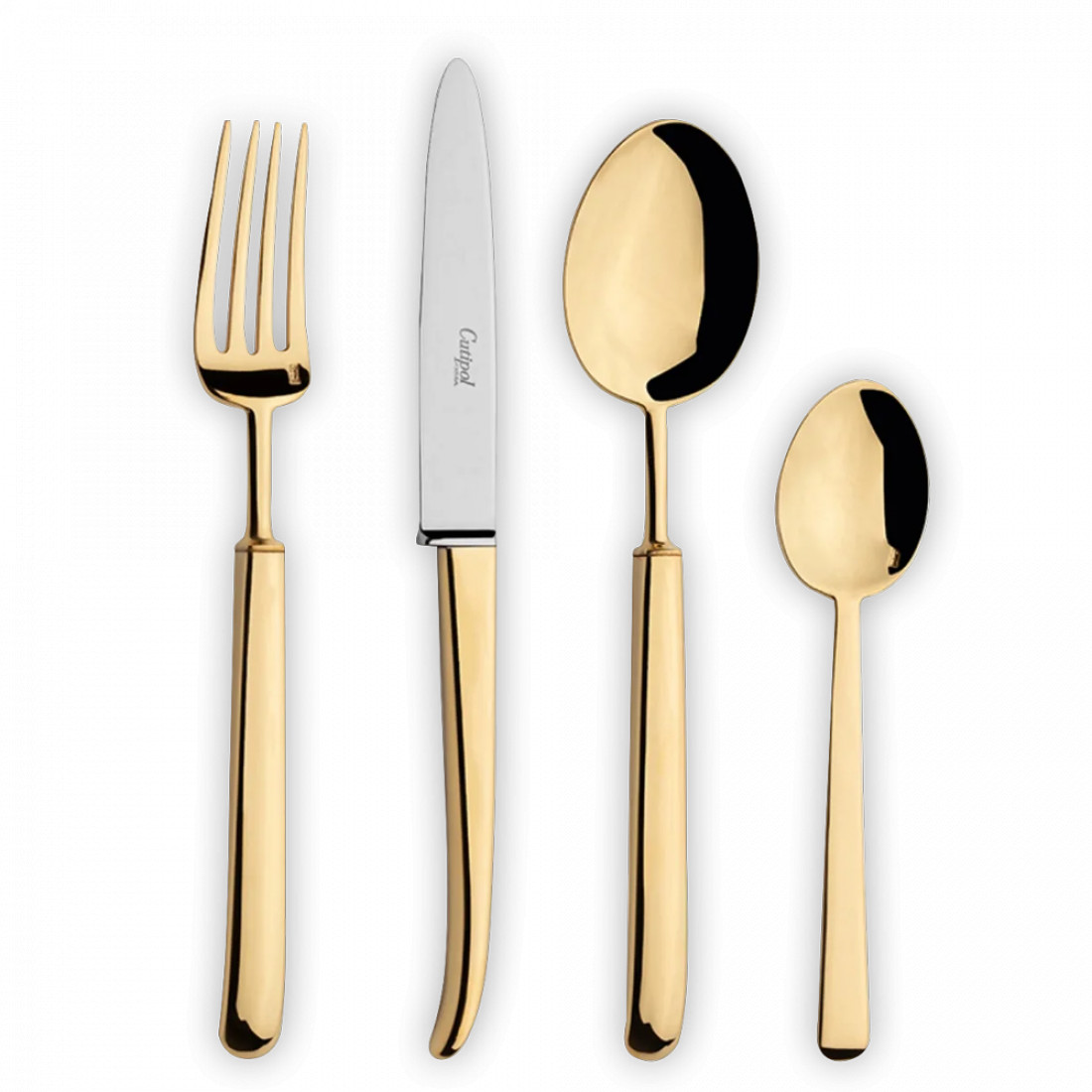 Набор столовых приборов на 12 персон, 72 предмета, золотистый, серия Carre, CUTIPOL, Португалия