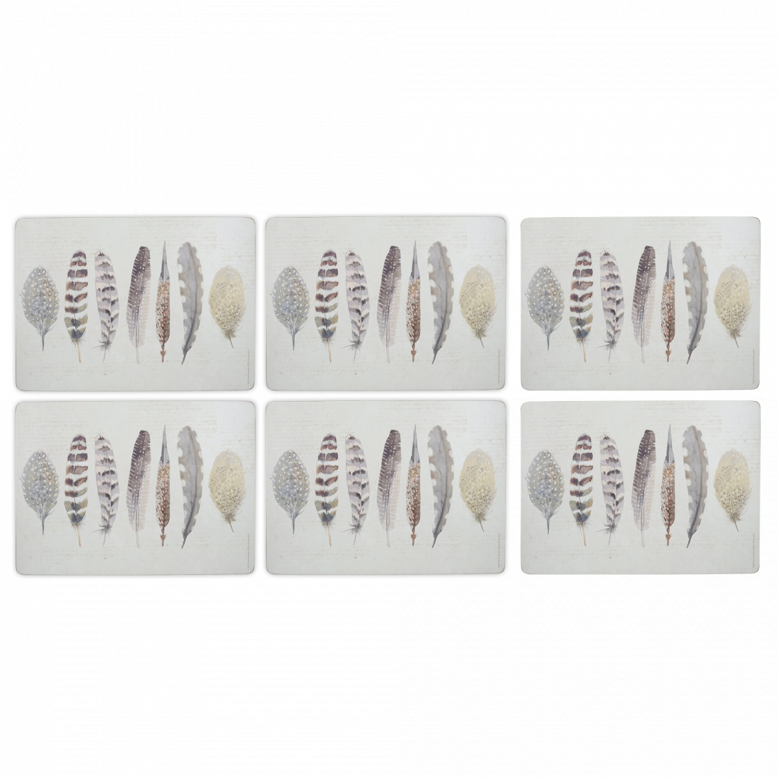 Набор из 6-ти подстановочных салфеток Feathers, 30 х 23 см, пробка, декор, CREATIVE TOPS, Великобритания