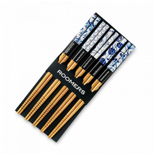 Набор из 5-ти пар палочек для еды, 22.5 см, бамбук, бежевый, декор, ROOMERS TABLEWARE, Нидерланды, Палочки для суши ROOMERS TABLEWARE